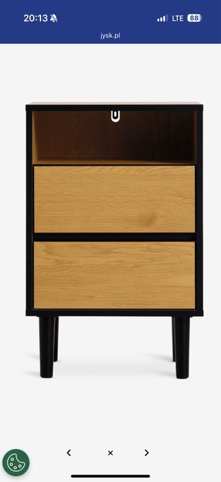 NOWY Stolik nocny ODENSE 2 szuflady kolor dębu/czarny