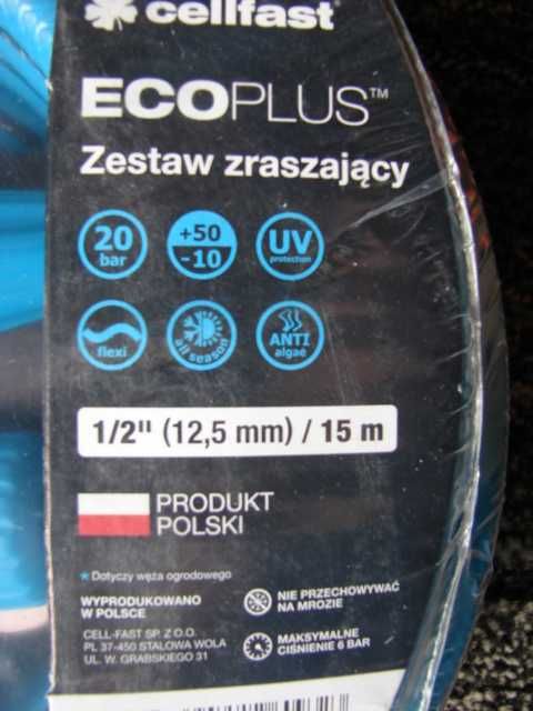 NOWY Wąż Ogrodowy 1/2Cal  15m  4 Warstwowy + Zraszacz I końcówki !