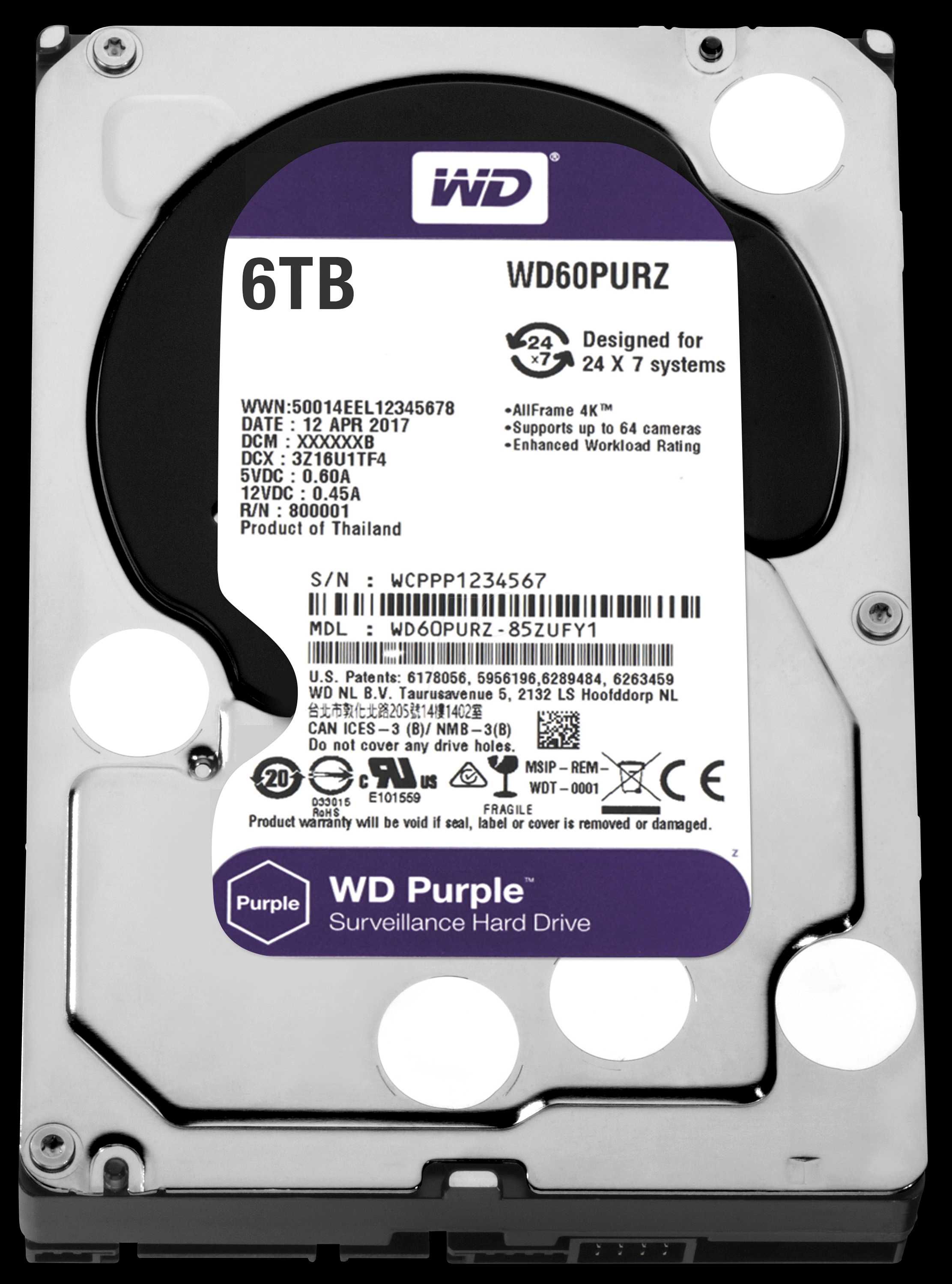Жесткий диск WD Purple (WD60PURZ) 6 ТБ НОВЫЙ
