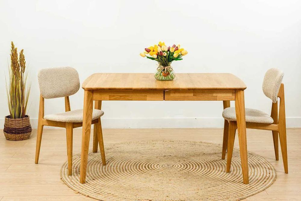 Stół dębowy Astor z rozkładanym blatem, drewniany stół, od ręki, Rabat