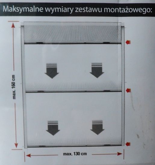 Moskitiera roleta zwijana do okien maks. 130x160cm biała