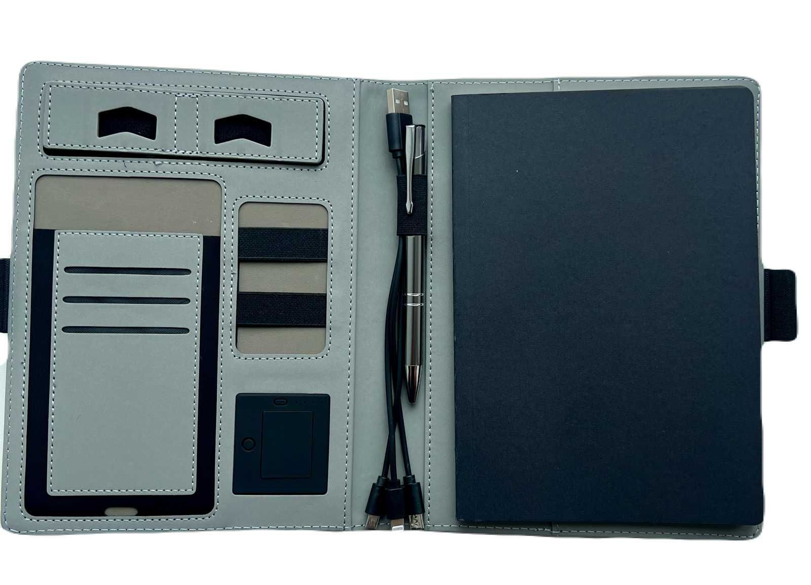 Блокнот, бізнес щоденник Смарт з  бездротовою зарядкою Power Bank 8000