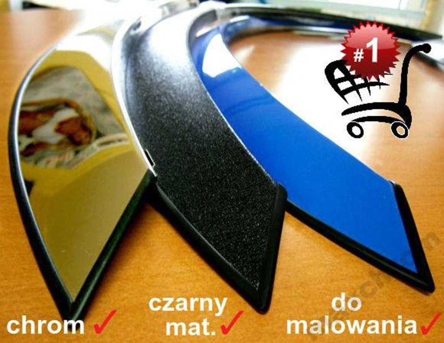 Nakładki na błotniki listwa nadkola chrom, czarny mat - od producenta