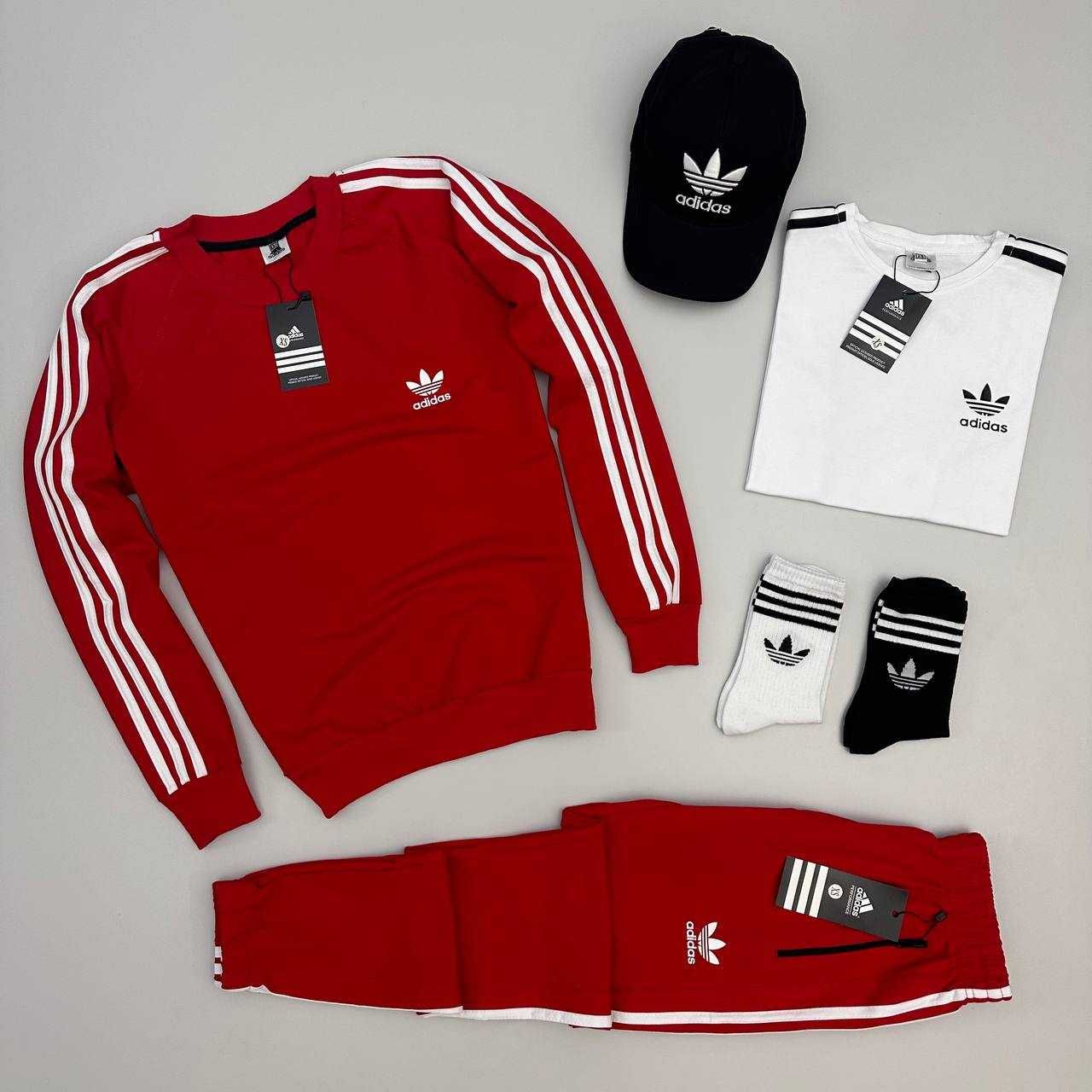 Набір Adidas 5в1 футболка+світшот+штани+кепка Adidas костюм спортивний