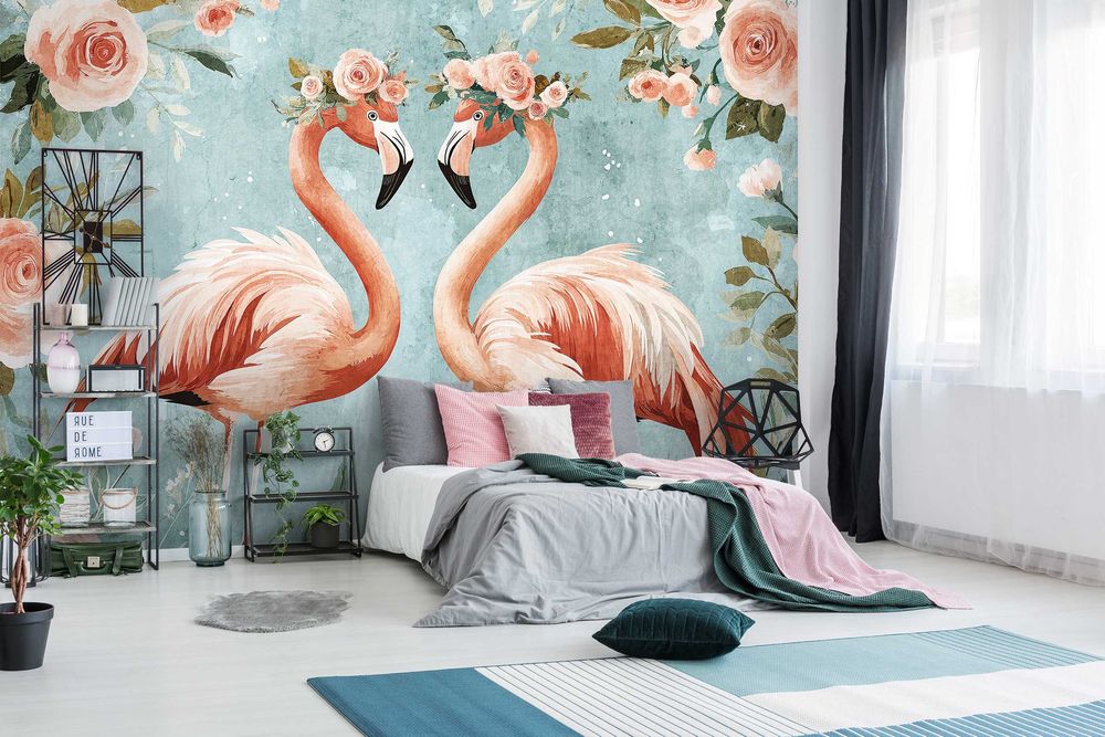 Fototapeta Flamingi Ptaki Natura Widok Do Pokoju Sypialni 3D + KLEJ