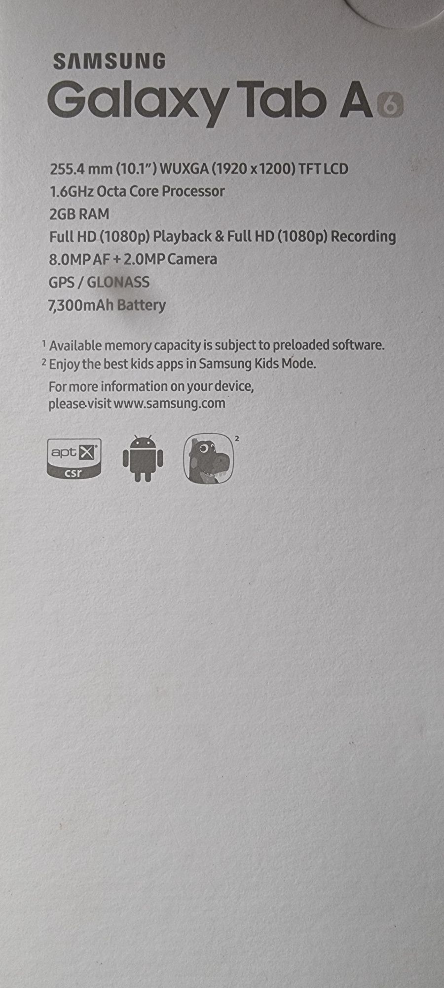 Galaxy Tab A6 (2016, 10.1", 16Gb) Branco