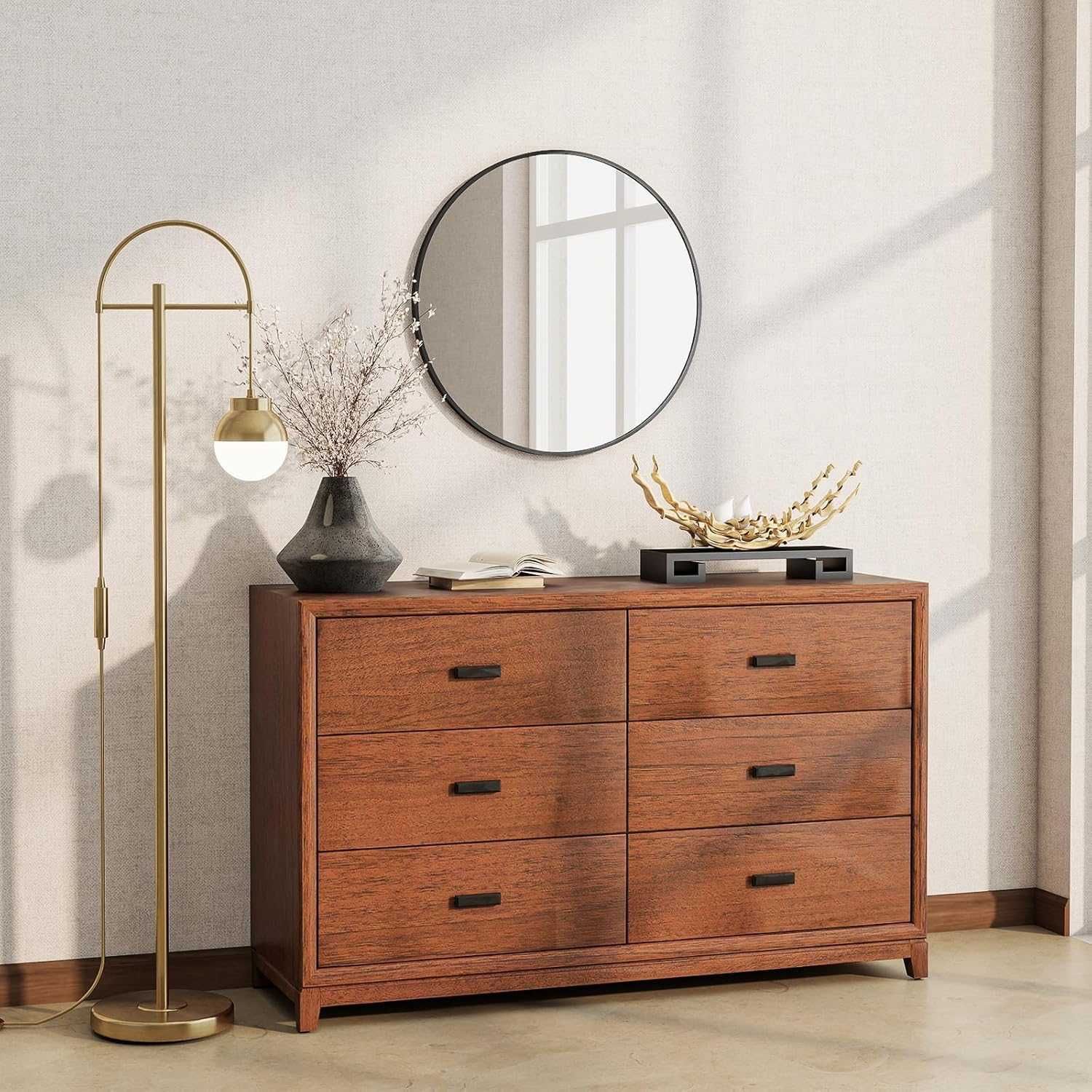 BEAUTYPEAK Lustro okrągłe 50 cm czarne, z aluminiową ramą
