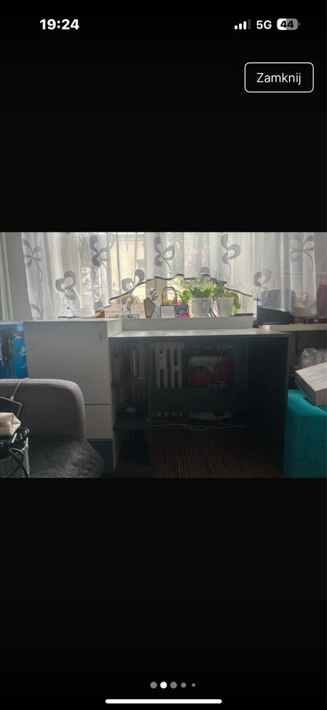 Biurko bialo szare