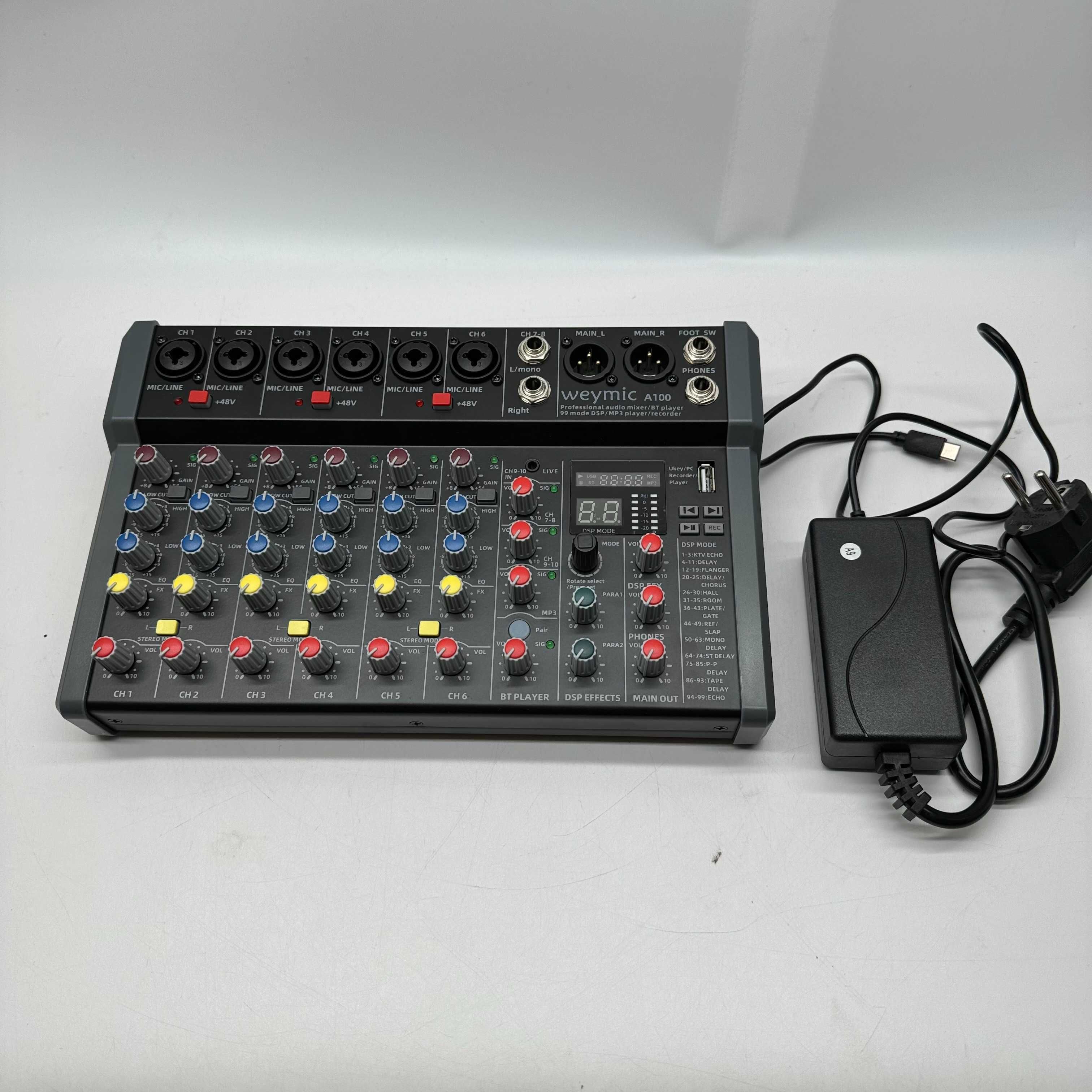 Weymic Mikser A 100 Series do DJ-a, karaoke, USB, XLR, 48V, RCA