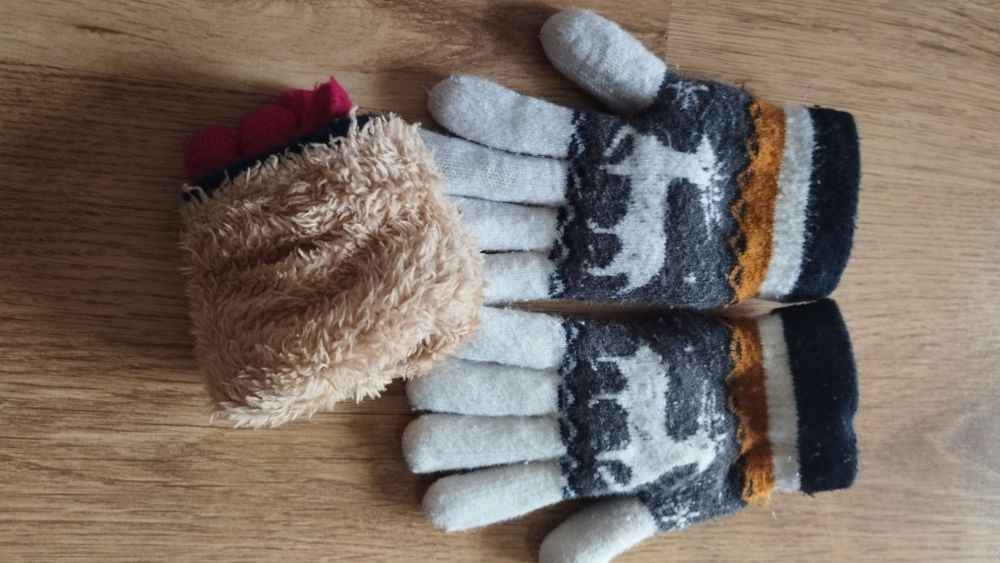 Rękawiczki ciepłe zestaw gratis 6 10 lat nauszniki 128