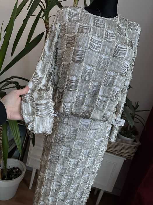Sukienka cekinowa zestaw set bluzka spódnica midi asos luxe L 40 m 38