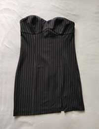 Sukienka mini czarna w paski z rozcięciem Bershka M (38)