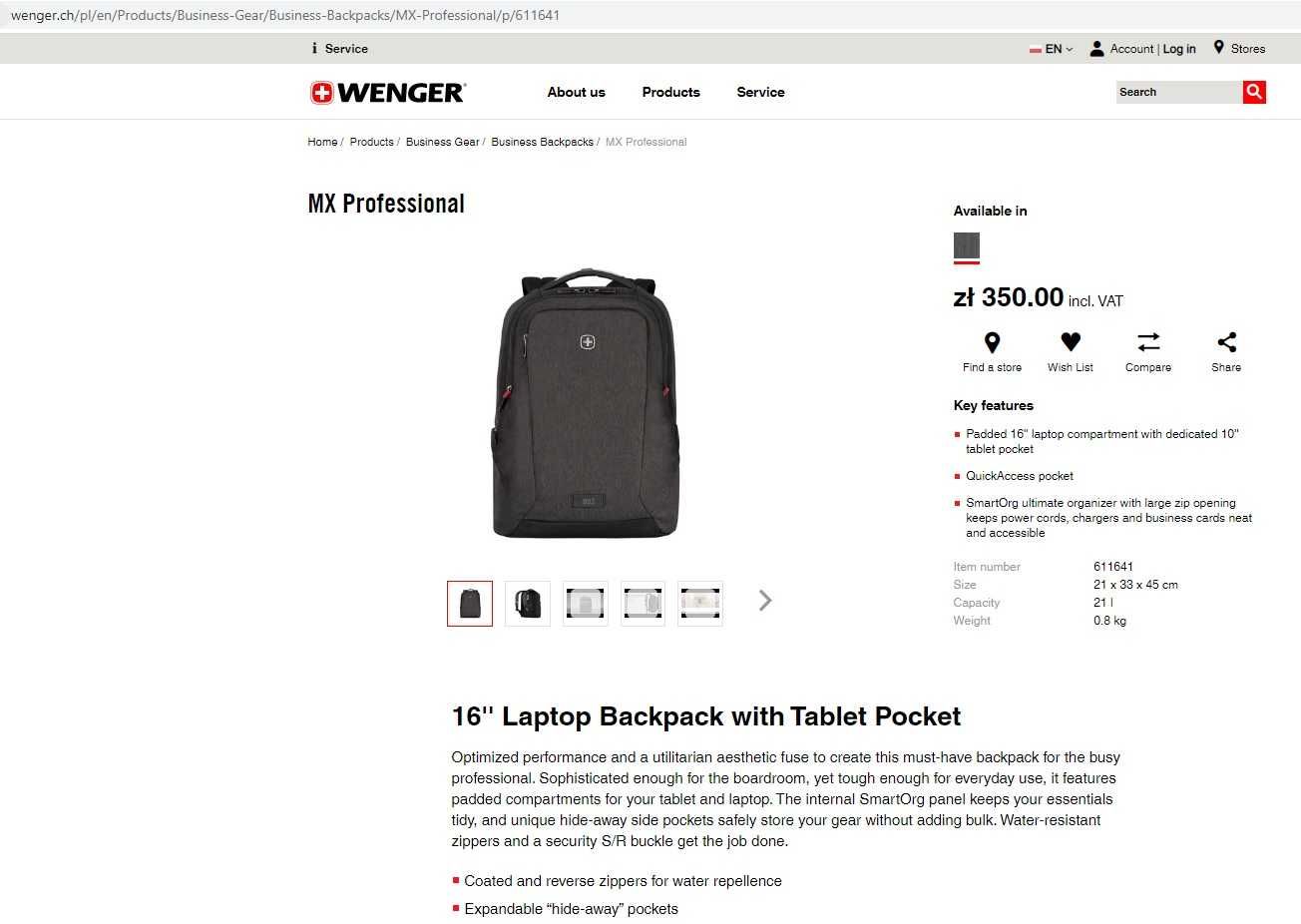 Рюкзак чоловічий Wenger MX Professional для ноутбука 16’‘, - 21%