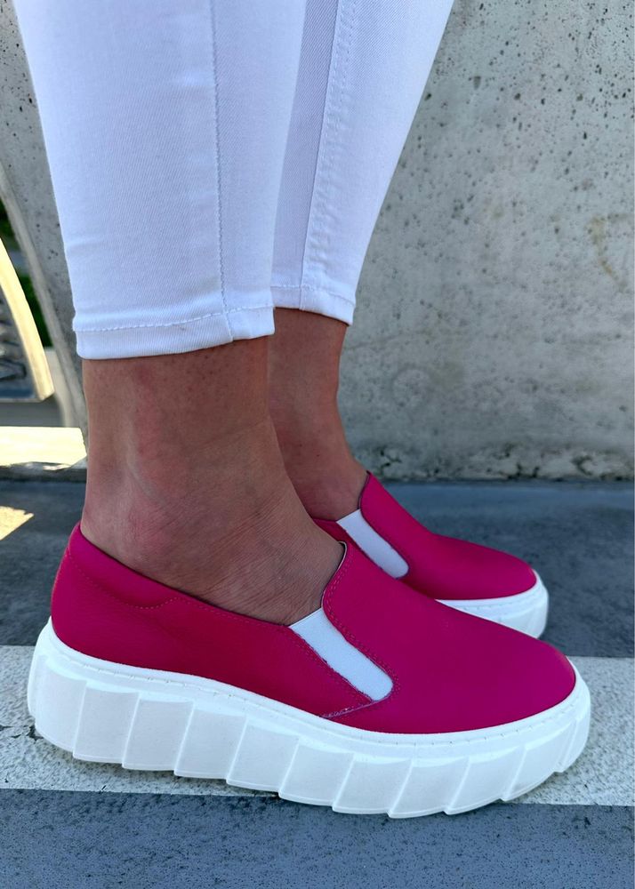 Trampki slip’on skóra naturalna