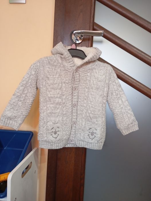 Sweter rozpinany zapinany gruby ciepły na misiu 86 92 na guziki