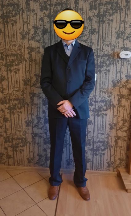 czarny garnitur na wysoką osobę 190cm