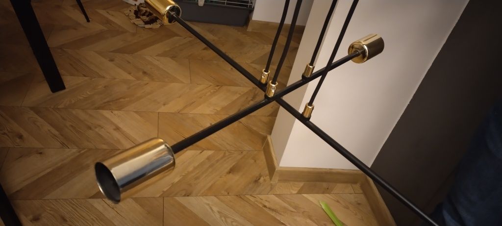 Żyrandol, wisząca lampa sufitowa loft, złota