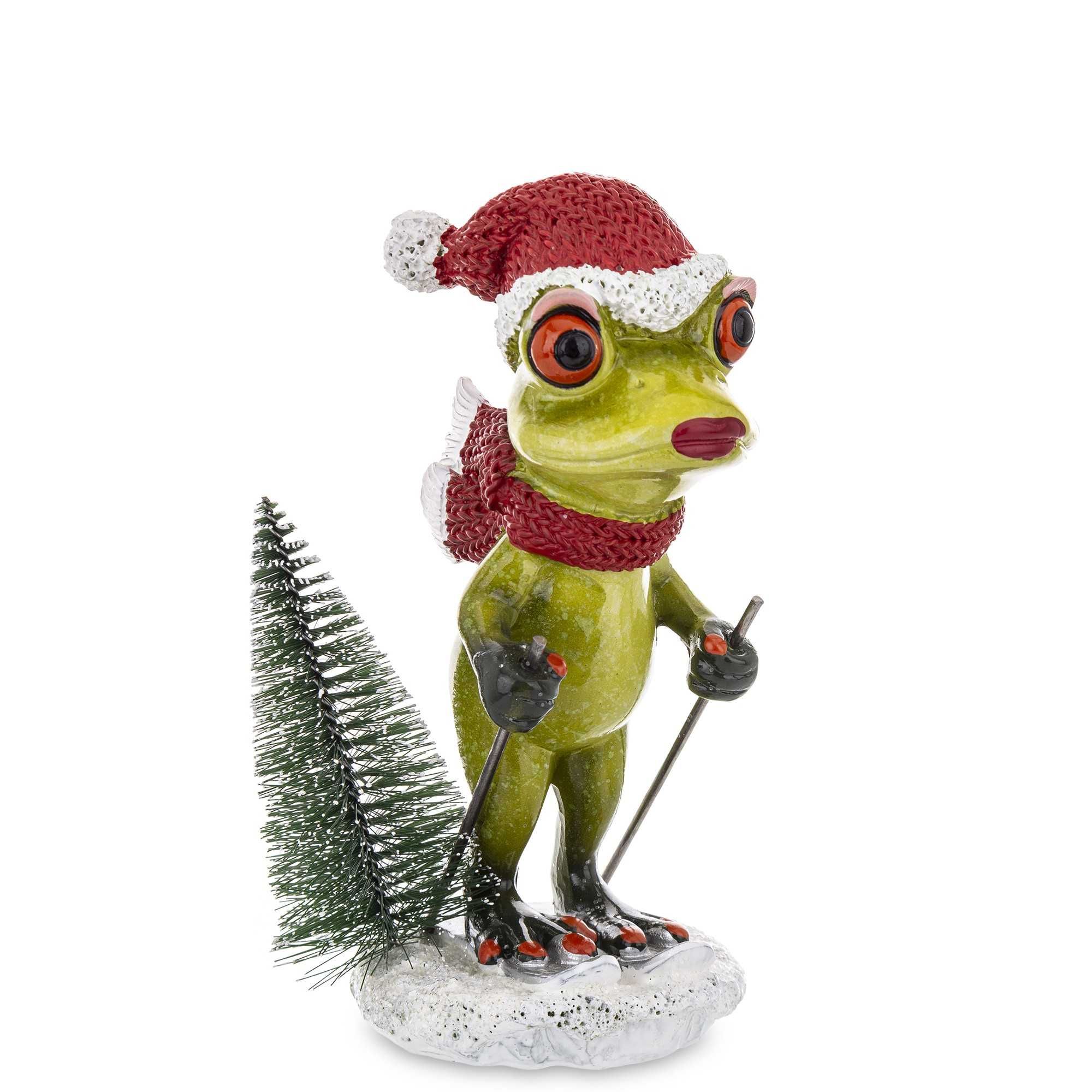 Ozdobna Figurka 14,5 x 8 x 7 cm - Żaba narciarz
