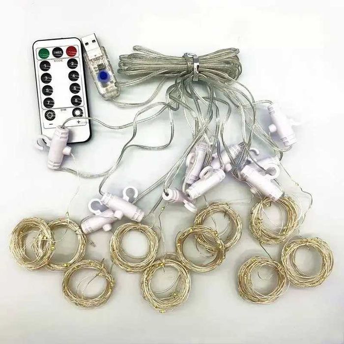 (+ПОДАРУНОК) Гірлянда штора (3х3м) на USB та батарейках/Гирлянда штора