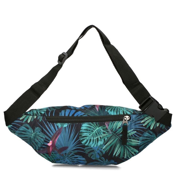 Nerka saszetka biodrowa Rovicky R-WB27 czarna z liśćmi tropikalnymi