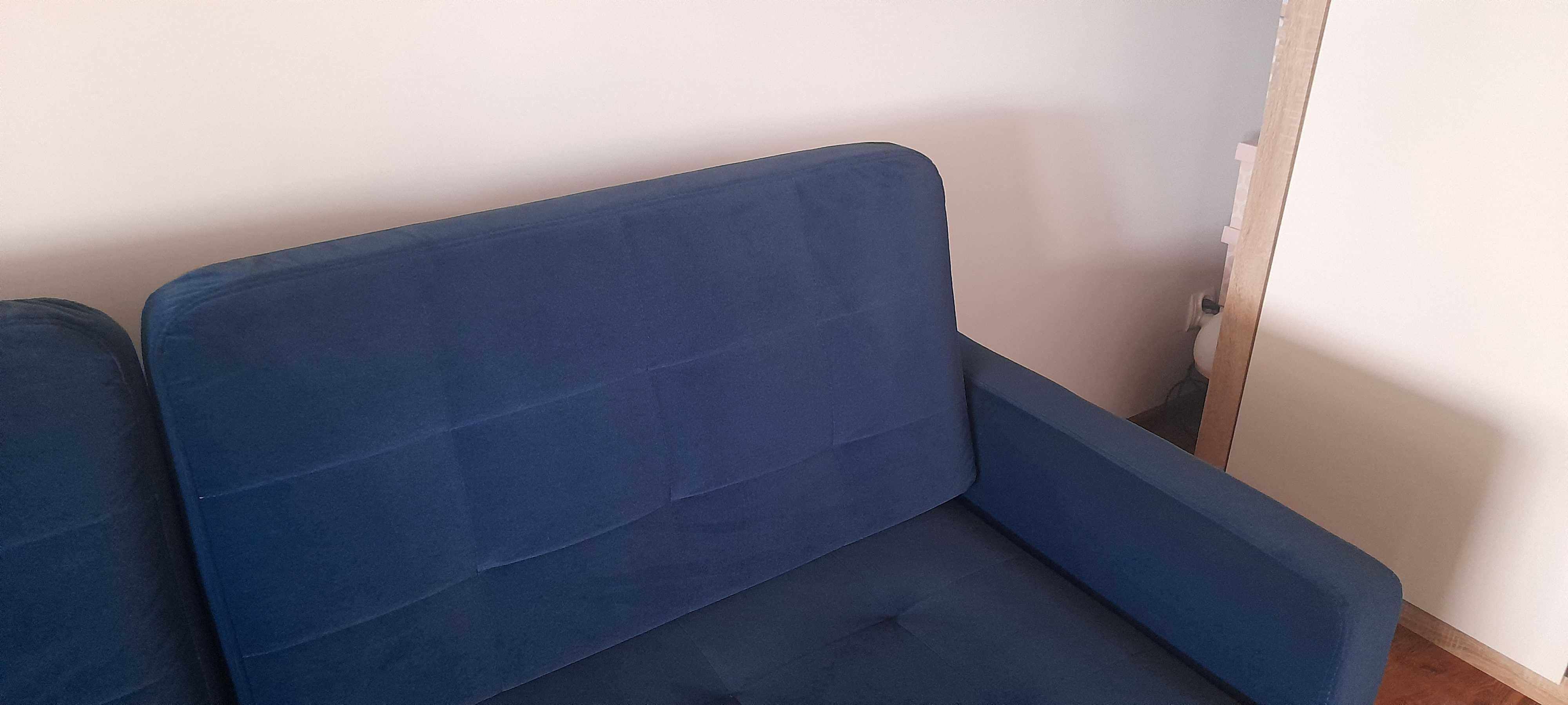Sofa kanapa rozkładana z funkcją spania granatowy welur - stan idealny