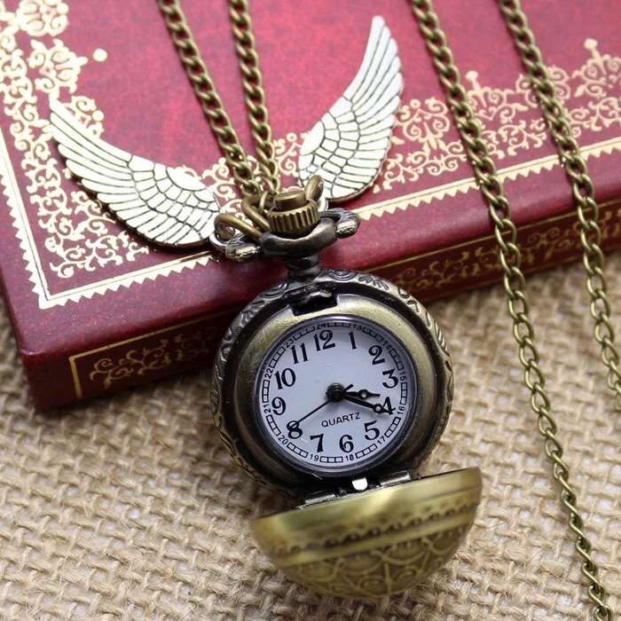 Relógio Colar Harry Potter Gota asas vintage