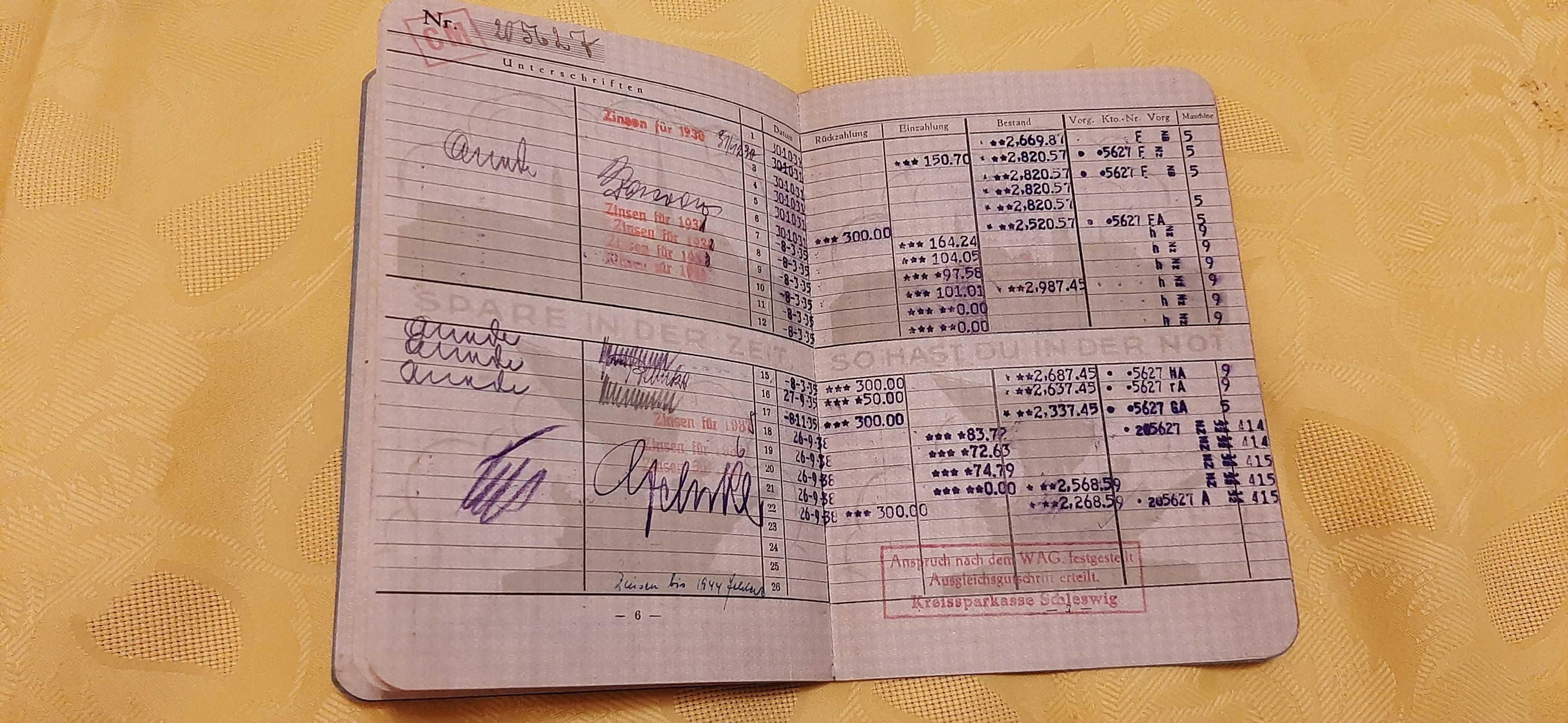 Germany Stettin Książeczka Oszczędnościowa rok 1935 pismo gotyk