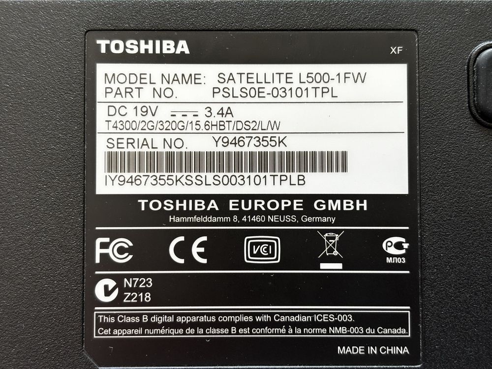 Toshiba satellite L500