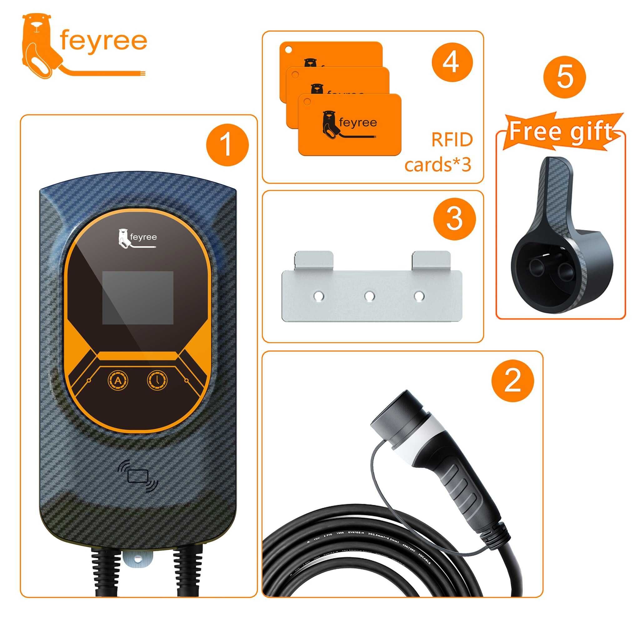 Зарядна станція 3х фазна Feyree 22KW 32A 380V Type 2 - Wi-Fi (додаток)