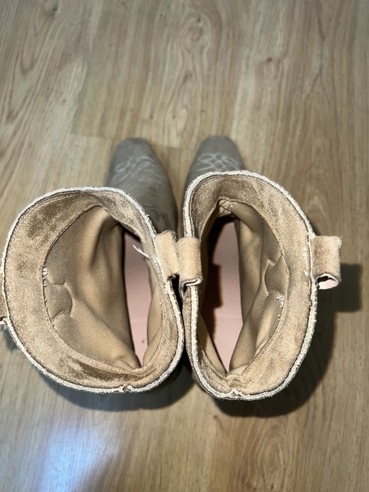 Козаки, ковбойські чоботи, розмір 40, колір бежевий, замша