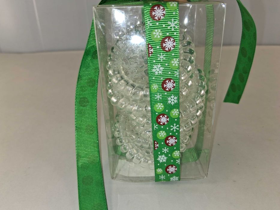 N008 Zestaw Gumek Spirali Do Włosów Przezroczyste Świąteczny Prezent