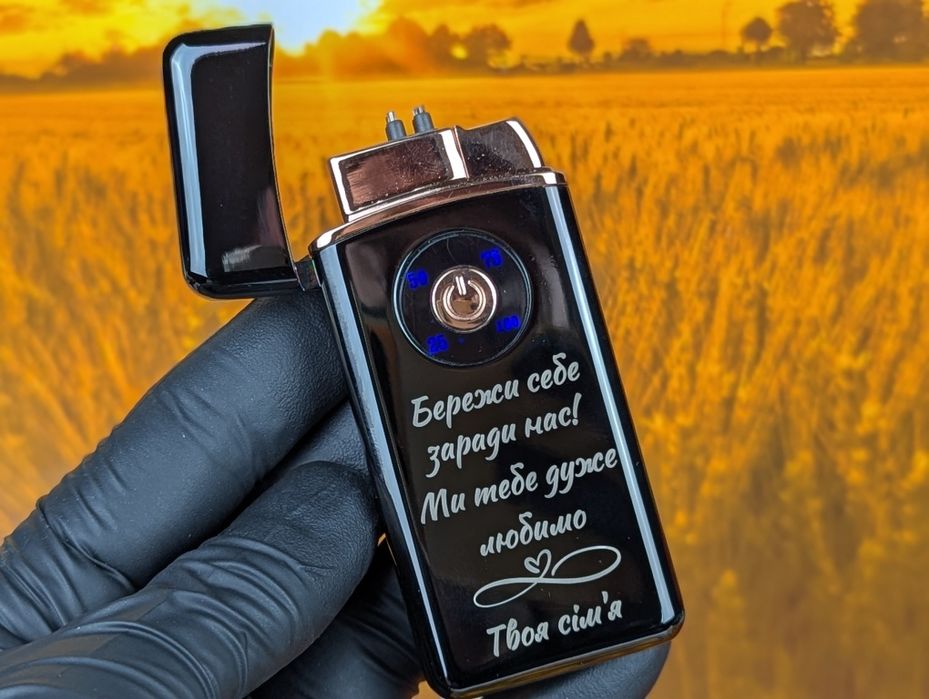 Турбо запальничка з гравіюванням. Зажигалка USB+газ