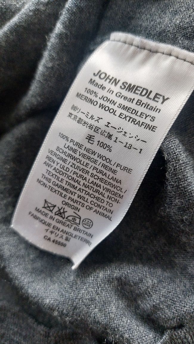 John Smedley nowy sweterek męski rozpinany r. L cienka welna