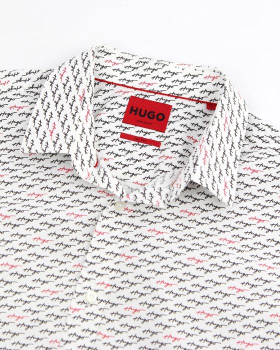 HUGO BOSS чоловіча біла сорочка в принт. Оригінал. (L)