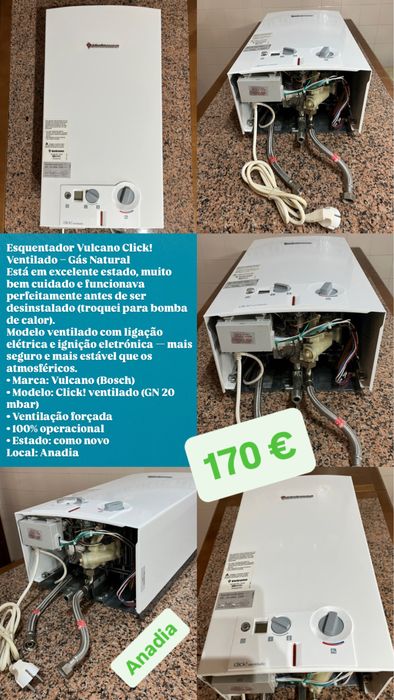 Vendo Esquentador Vulcano Click! Ventilado – Gás Natural