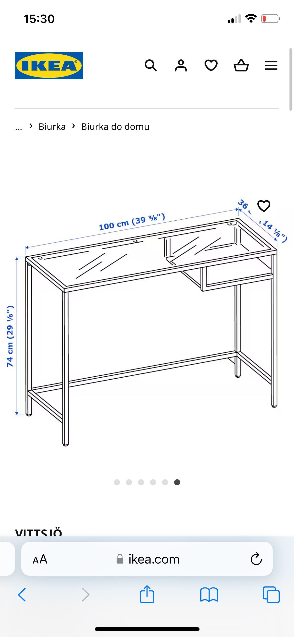 stolik, białe biurko szklane kosmetyczne VITTSJO Ikea