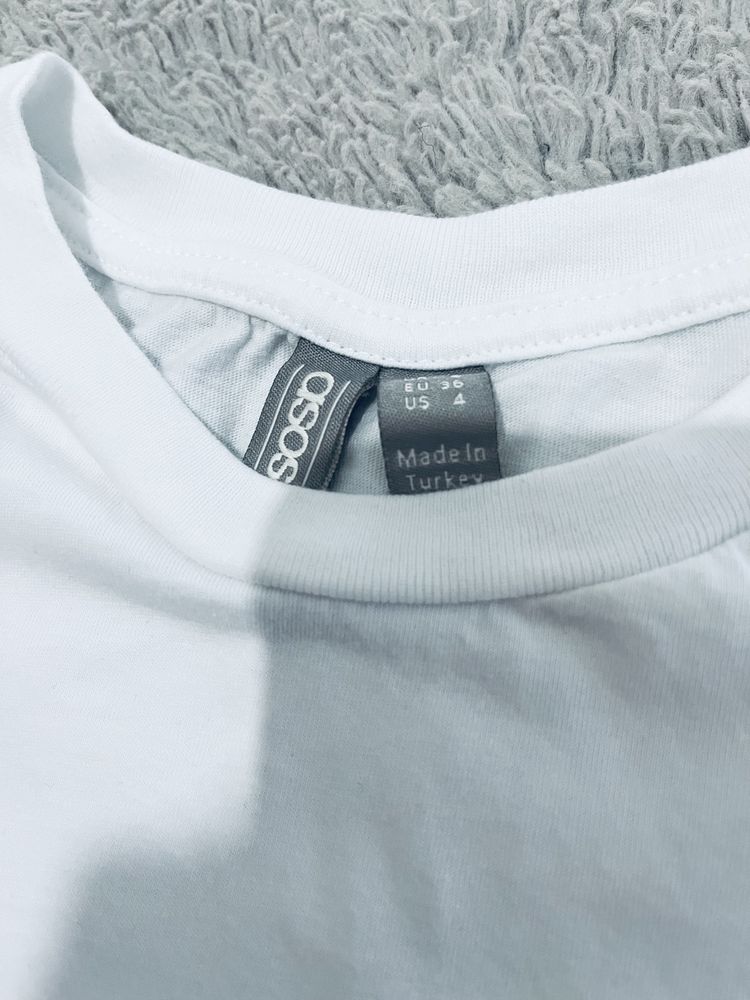Asos r. S M bialy damski tshirt oversize