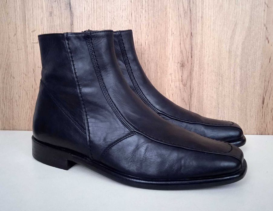 Німецькі шкіряні ботинки, чорні чоловічі демі черевики, осінь весна 41