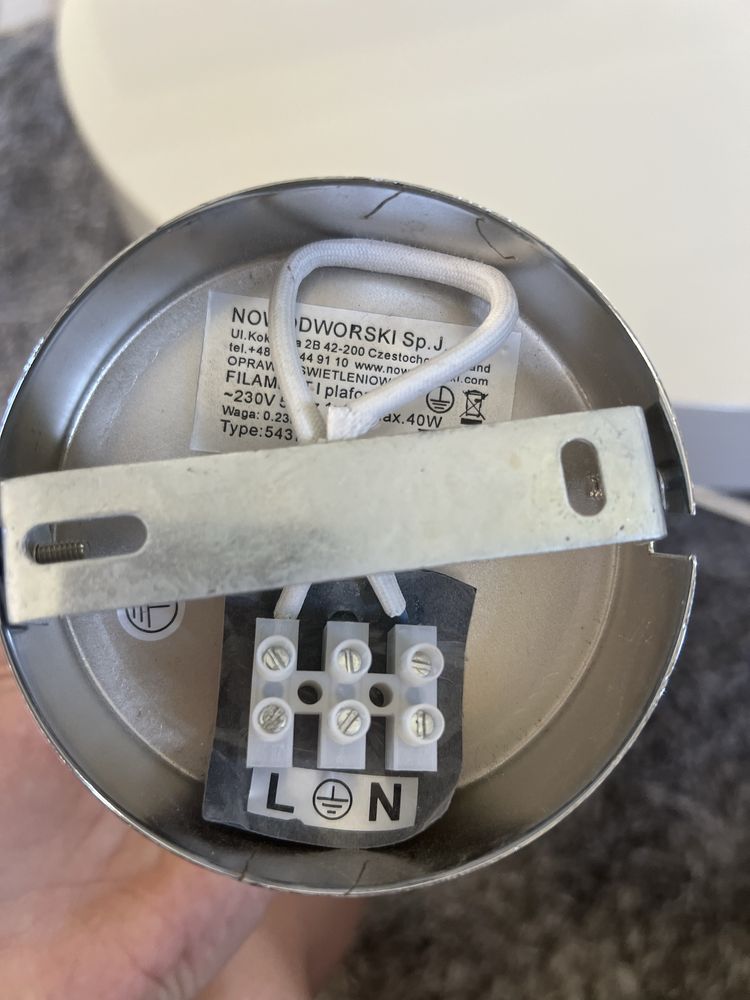 Lampa plafon kinkiet szklany ze srebrnymi drucikami Nowodworski