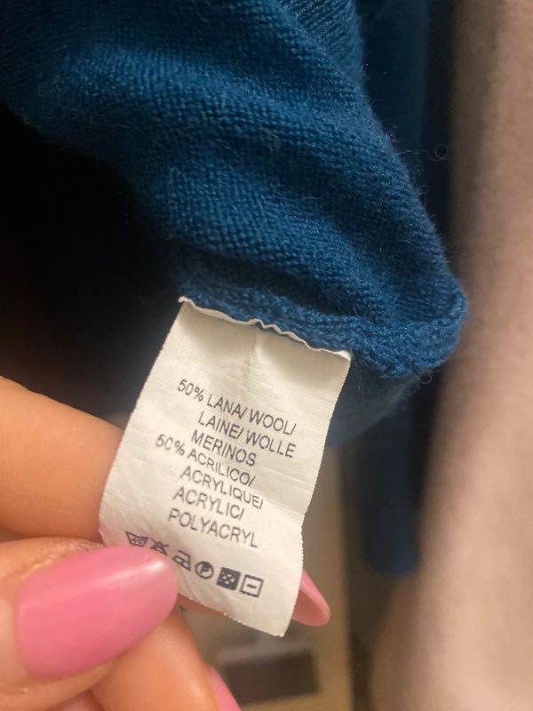 Coney Island sweter męski turkusowy zimowy Merino niebieski wool wełna