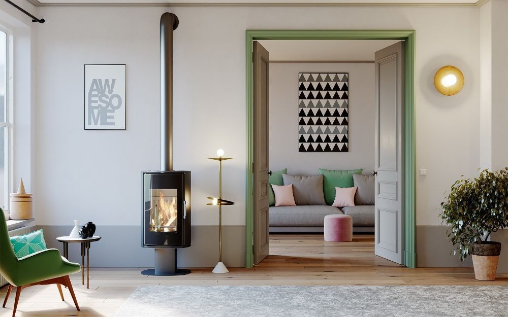 Piec piecyk kominek wolnostojący - DEFRO Home Orbis Top 9kW brązowy