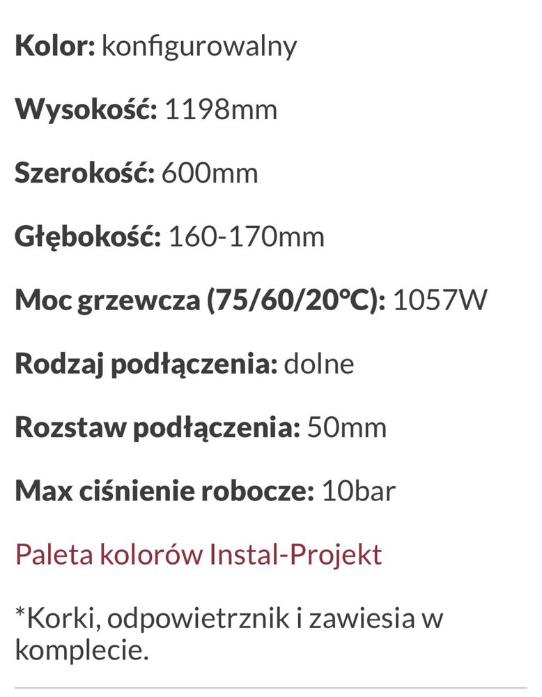 Grzejnik łazienkowy 60/120