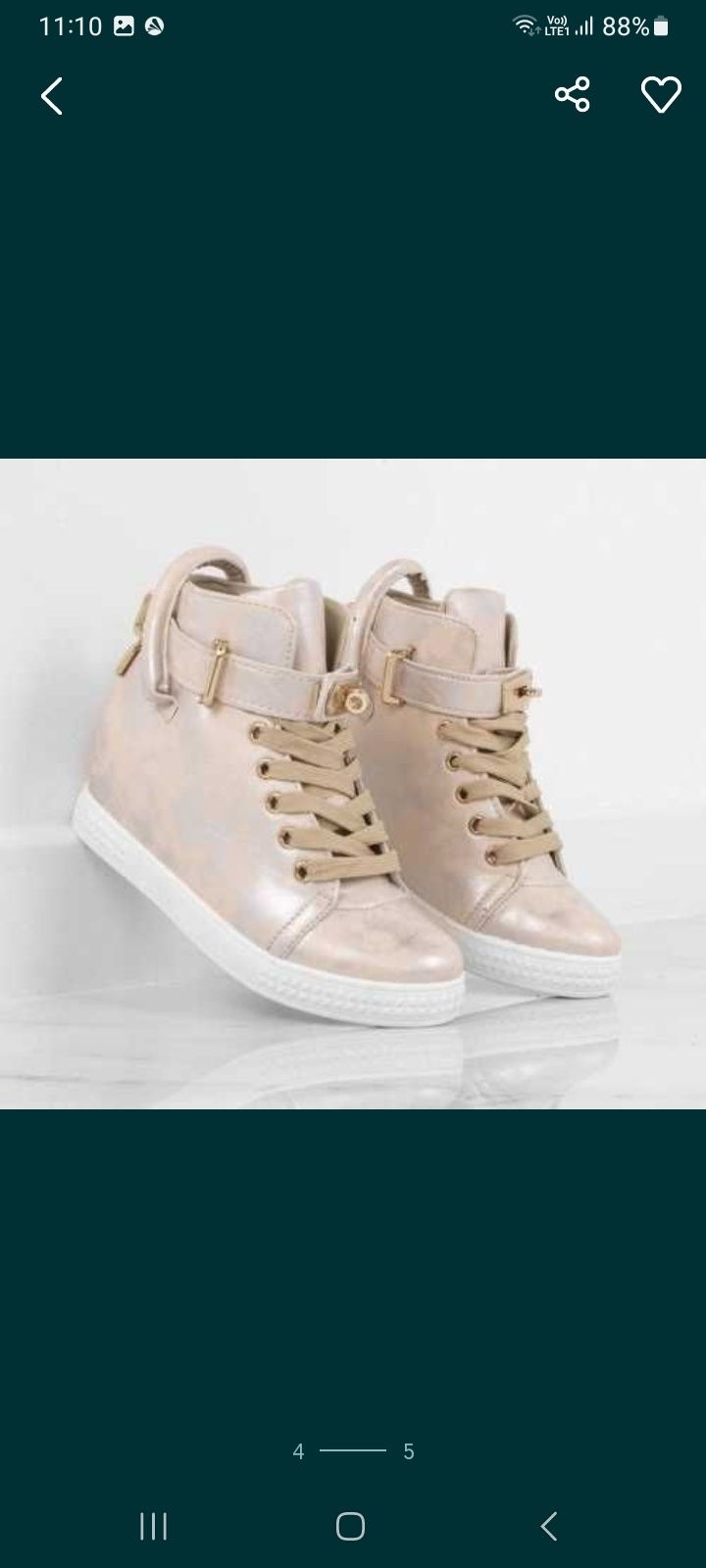 Sneakersy beżowe na koturnie r 37