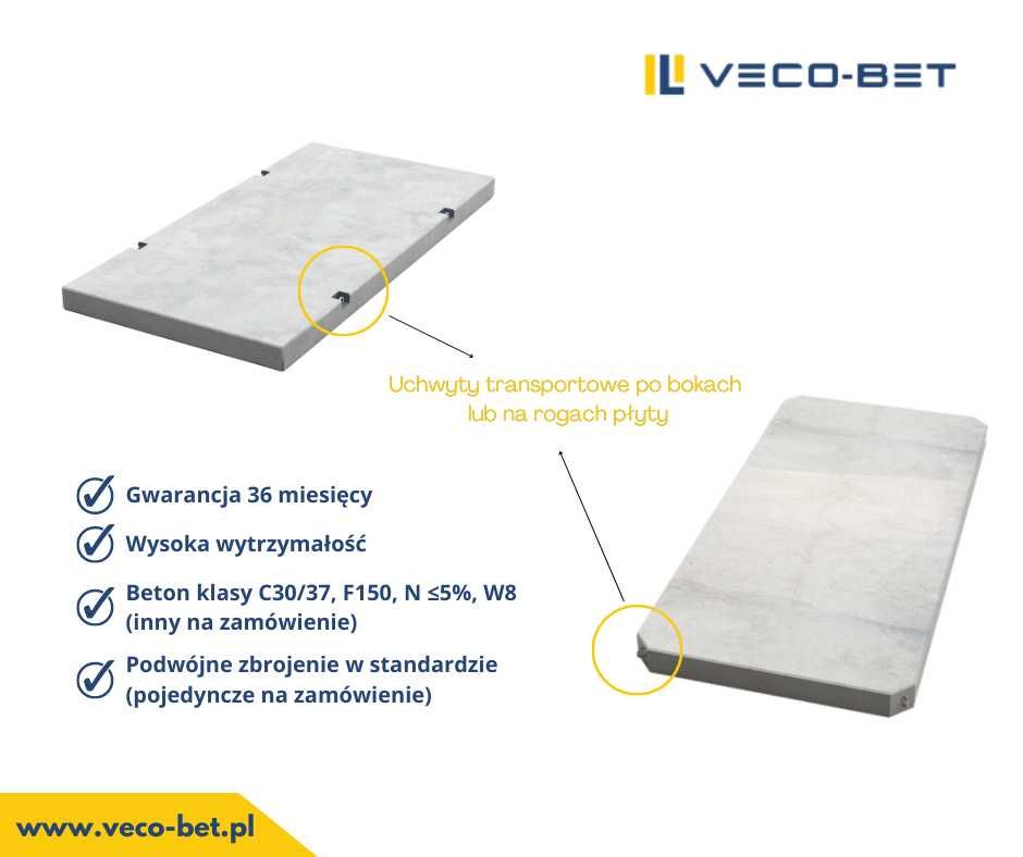 Płyty drogowe MON 300x100x15 / betonowe / podwójnie zbrojone