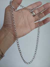 Stary srebrny naszyjnik łańcuch łańcuszek duże oczka PRL