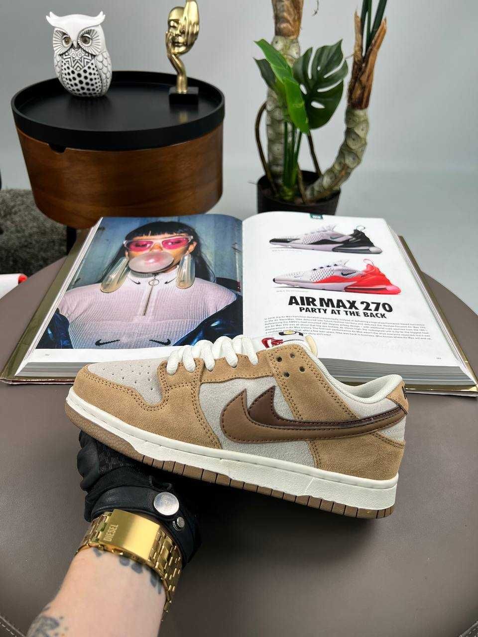 Жіночі кросівки найк данк Nike SB Dunk 85 Double Swosh Brown Grey