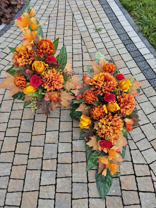 Komplet nagrobny bukiet chryzantemy jesienny rudy