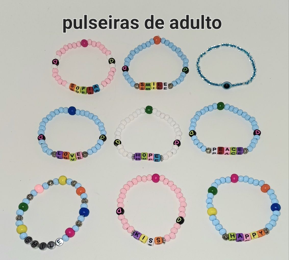 Pulseiras de adulto personalizadas, nome. Novas