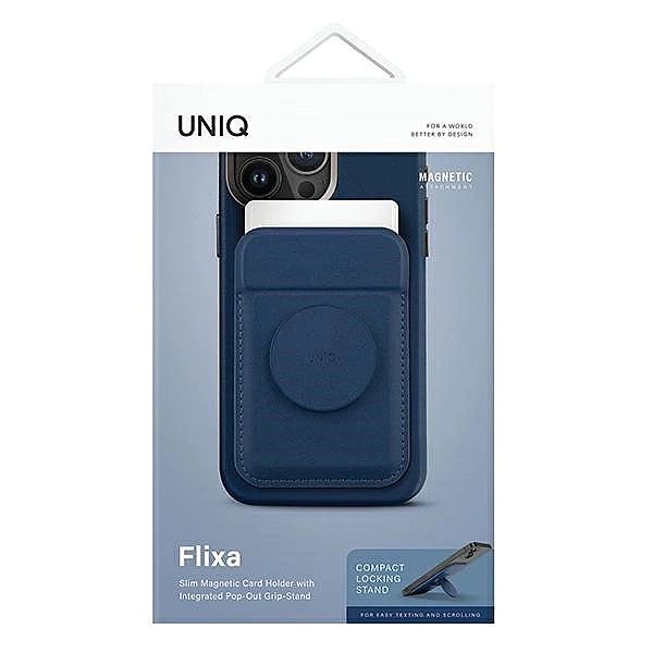 Portfel magnetyczny UNIQ Flixa MagSafe z podpórką - granatowy