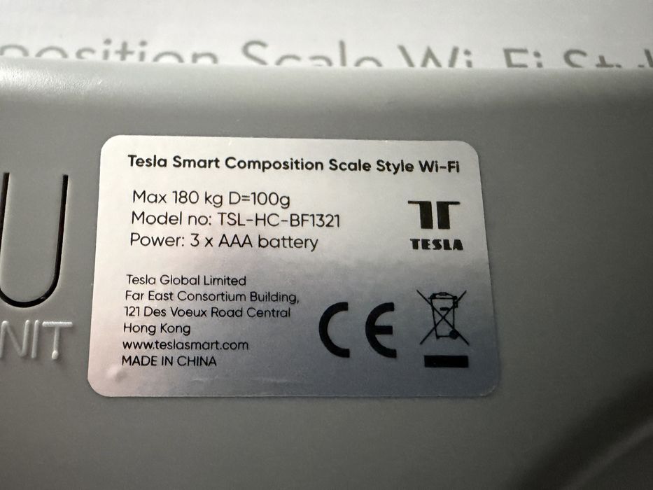 Tesla Smart Waga łazienkowa Style WiFi (TSL-HC-BF1321) Aplikacja BMI
